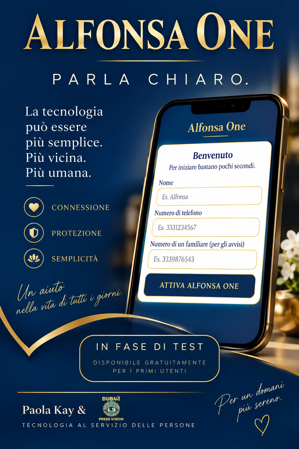 Presentazione di Alfonsa One in fase di test